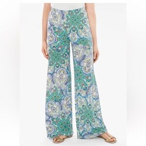 Chico's Knit Medallion Paisley Palazzo Wide Leg Pull On Pants XL NWT